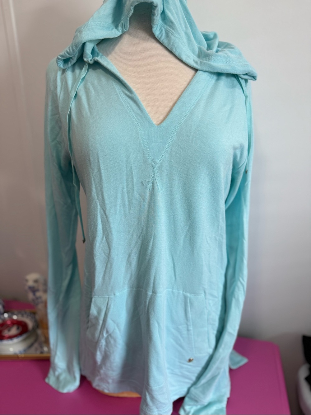 Lilly Pulitzer Luxletic Light Aqua V-Neck Hoodie